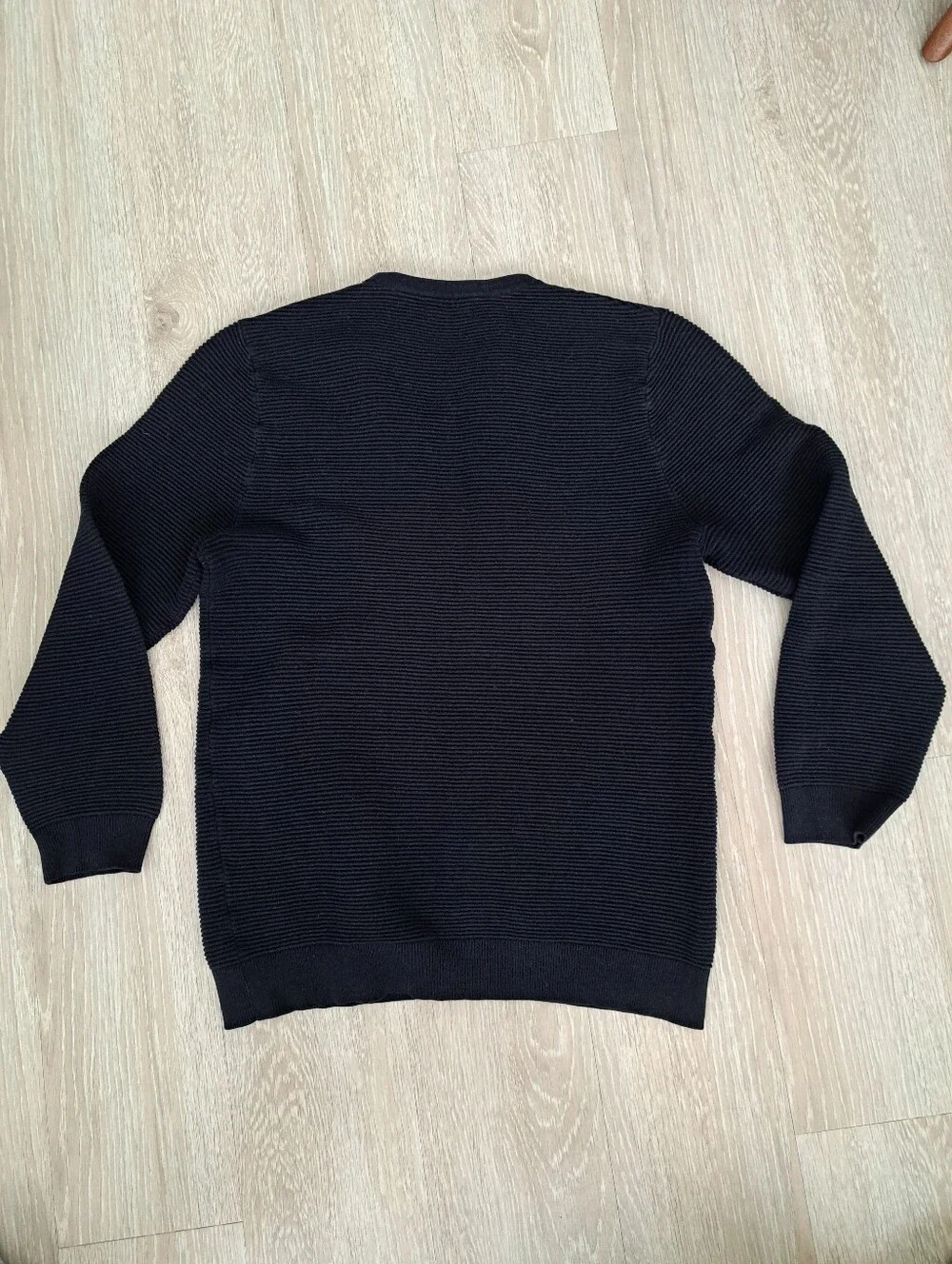 Zara Black Rib-Knit Crewneck Sweater Sz M